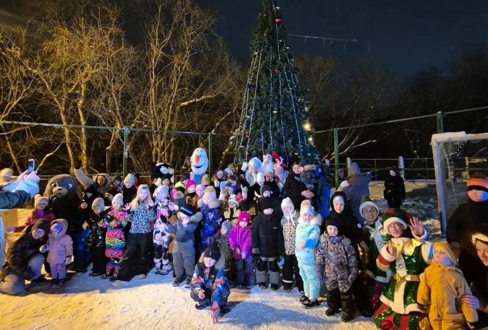 Первую новогоднюю ёлку открыли в микрорайоне Авача Первую новогоднюю ёлку открыли в микрорайоне Авача