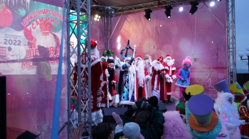 В краевой столице провели саммит Дедов Морозов и зажгли огни на главной новогодней елке